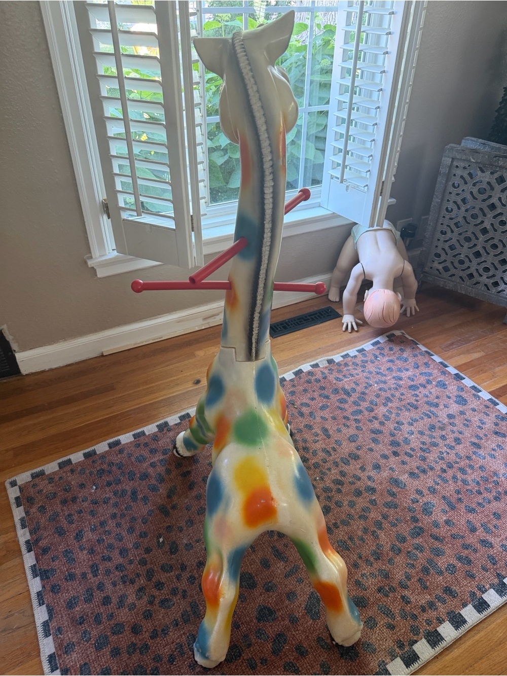 Multicolor Speckled Giraffe Coat Rack